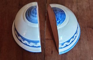 Coppia Applique Muro in Ceramica Bianca e Blu