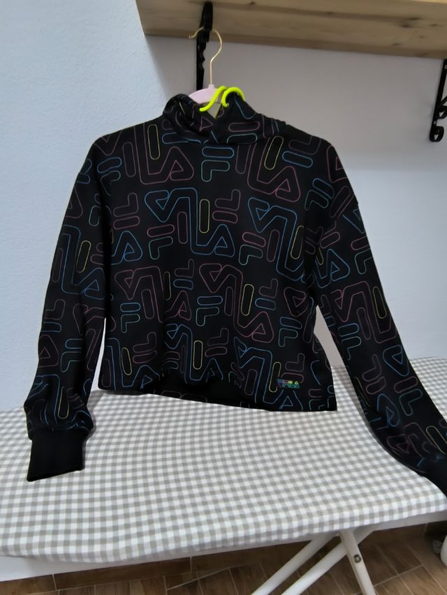 Sudadera Fila Negra Logo Multicolor