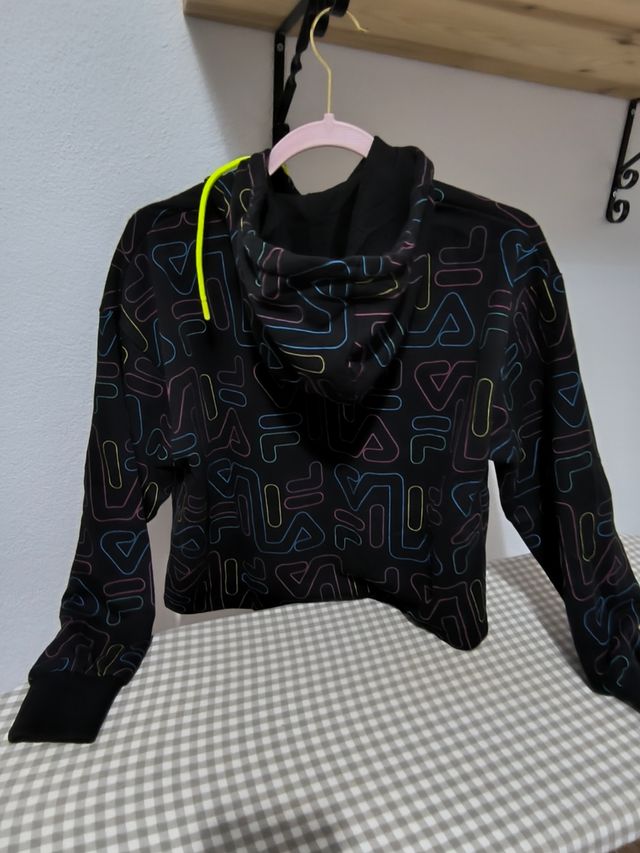 Sudadera Fila Negra Logo Multicolor