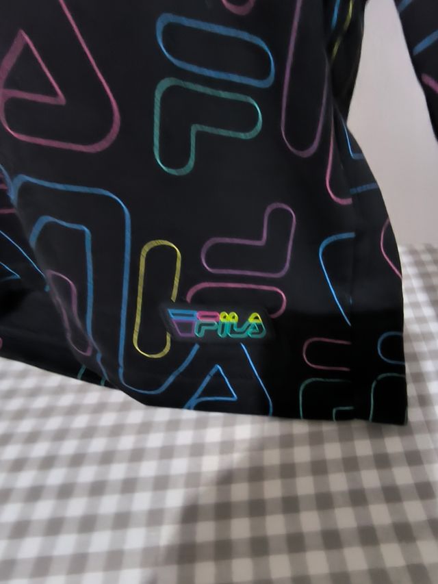 Sudadera Fila Negra Logo Multicolor