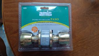 Juego Pomos Puerta Paso Latón