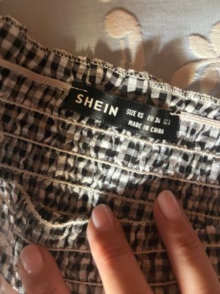 Top Vichy Negro Mangas Abullonadas