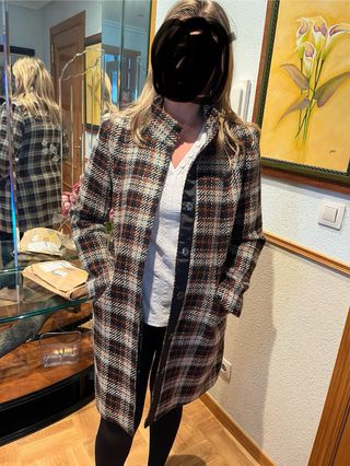 Abrigo cuadros lana Talla 40