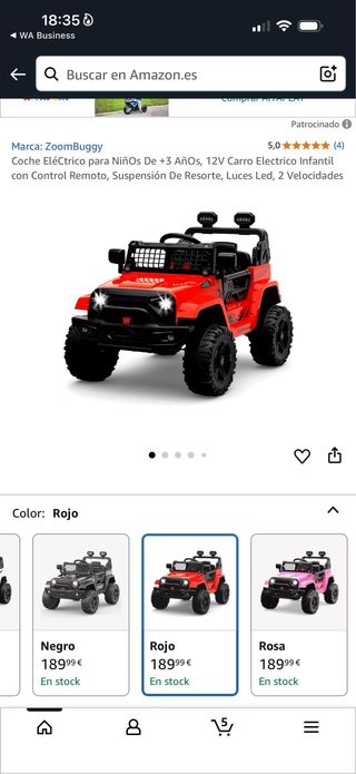 Coche Eléctrico Infantil 12V +3 Años
