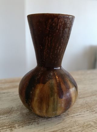 Jarrón antiguo cerámica esmaltada hecho a mano