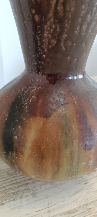 Jarrón antiguo cerámica esmaltada hecho a mano