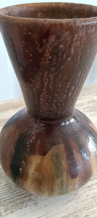 Jarrón antiguo cerámica esmaltada hecho a mano