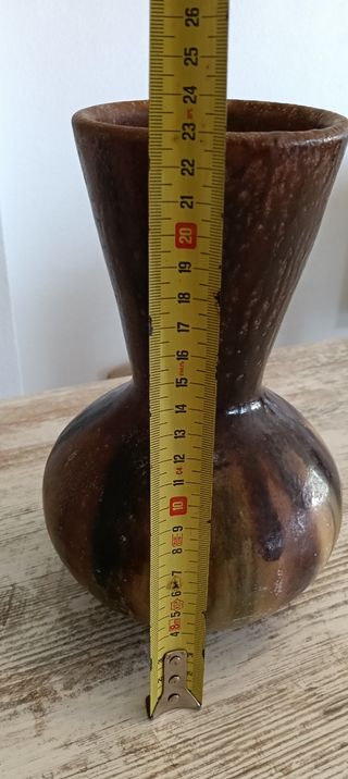 Jarrón antiguo cerámica esmaltada hecho a mano