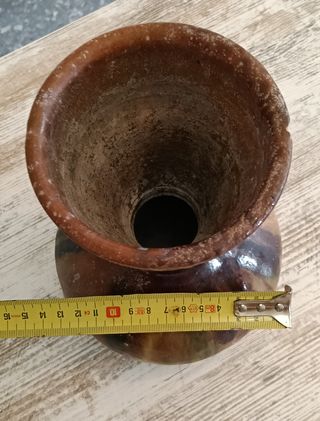 Jarrón antiguo cerámica esmaltada hecho a mano