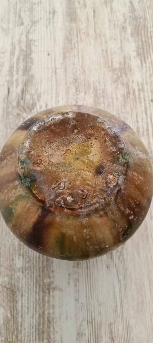 Jarrón antiguo cerámica esmaltada hecho a mano