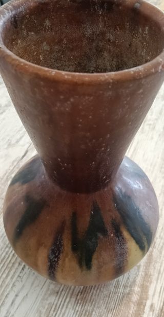 Jarrón antiguo cerámica esmaltada hecho a mano