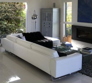 Sofá Chaiselongue Roche Bobois Piel Blanco