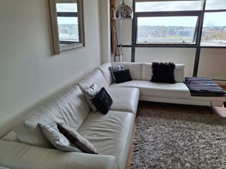 Sofá Chaiselongue Roche Bobois Piel Blanco