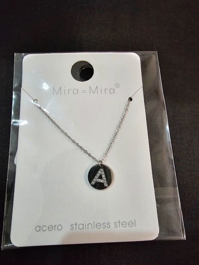 Colgante Letra A Brillantes Acero Mira=Mira
