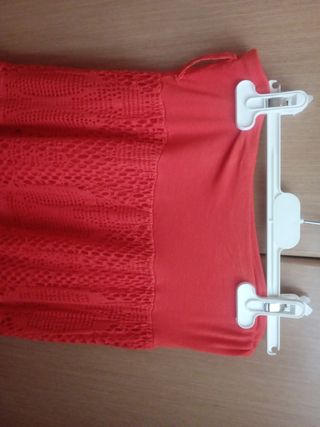 Falda larga verano mujer. Naranja con 2 presillas