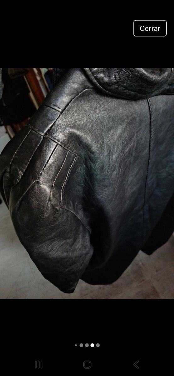 Chaqueta de piel vintage negra