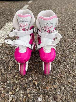 Patines infantiles rosas 3 ruedas ajustables 