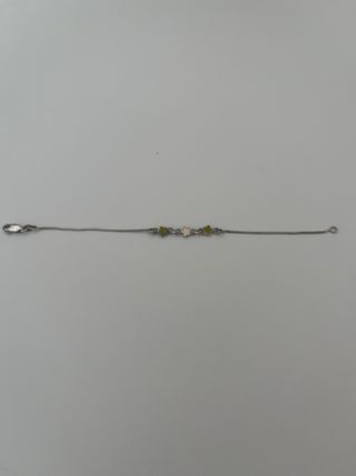 Pulsera plata estrellas verdes y blancas