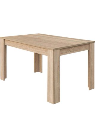 Mesa de comedor extensible de madera.