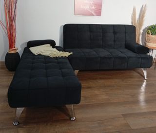Sofá Cama Chaiselong Negro Aroas XS. OFERTA!