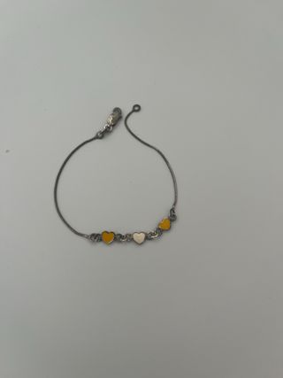 Pulsera plata ley corazones esmaltados