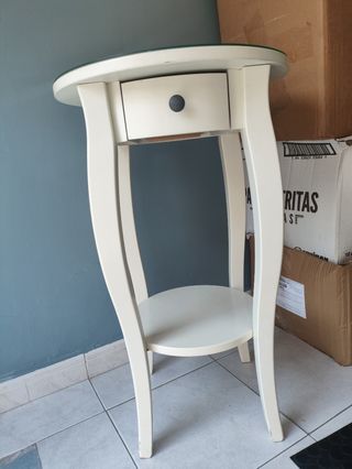 Mesita auxiliar cristal y madera