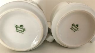 Par de tazas vintage de porcelana con pájaros