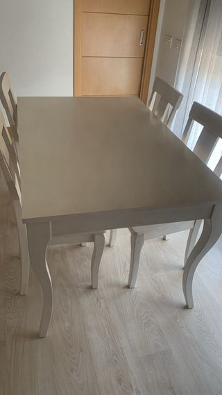 Conjunto mesa y sillas lacado blanco