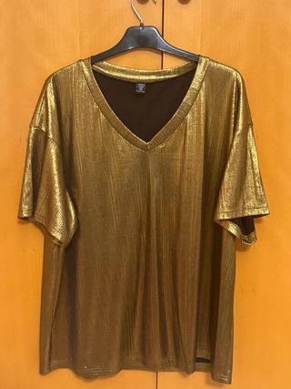 Blusa dorada brillante talla XL