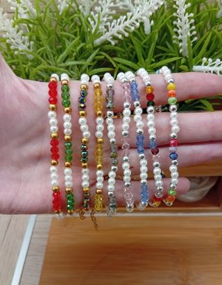 Pulseras Perlas y Cristales Brillantes