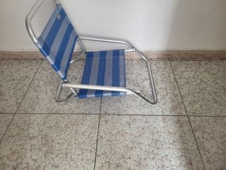 Silla de Playa Plegable Azul y Plateada
