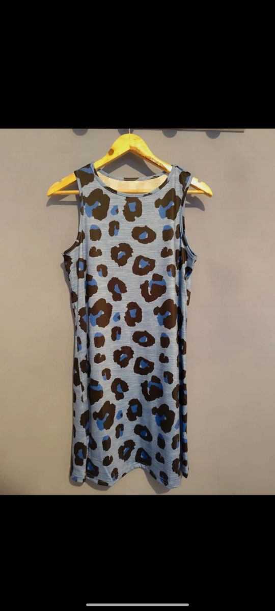 Vestido Shein estampado leopardo azul
