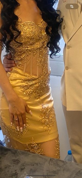 Vestido de fiesta dorado talla 34/36