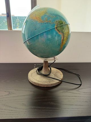 Globo terráqueo vintage con luz