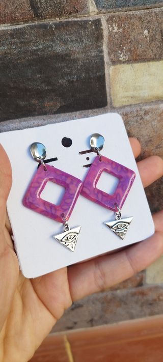 Pendientes Acero Inoxidable Morado