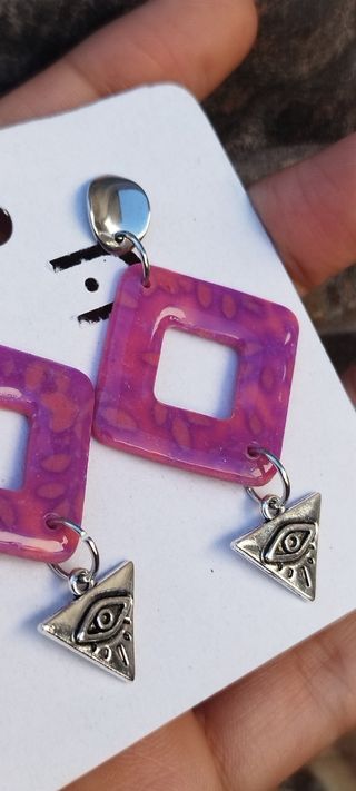 Pendientes Acero Inoxidable Morado