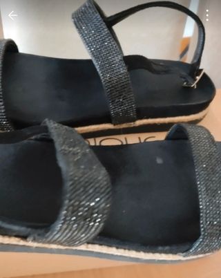 Sandalias Miss Ubique Negras Brillantes