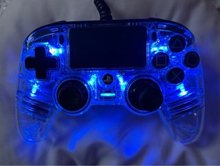 Mando PS4 Transparente con luces azules