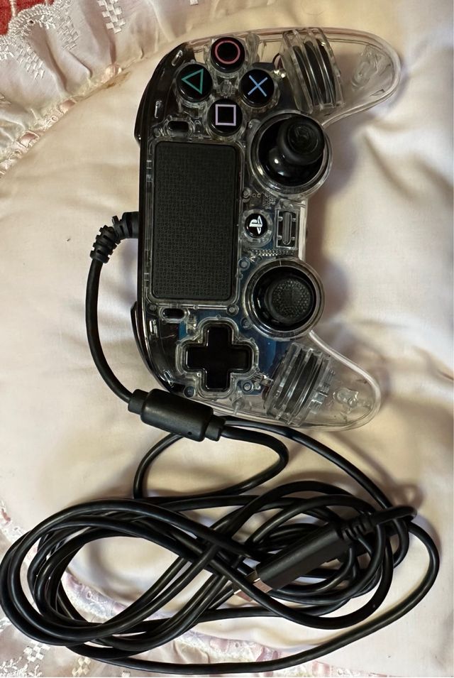 Mando PS4 Transparente con luces azules