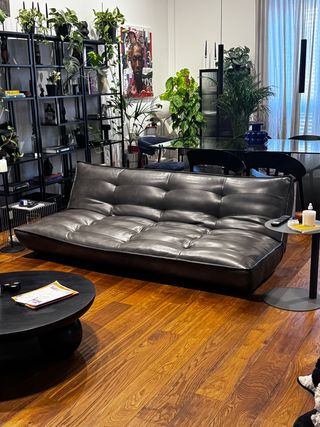 Divano letto Mati 3 posti similpelle grigio