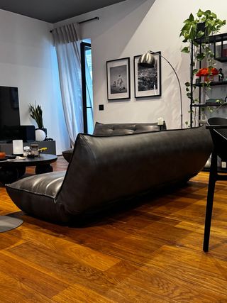 Divano letto Mati 3 posti similpelle grigio