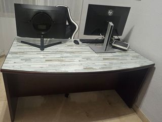 Escritorio madera con tablero de cristal 160x90x75