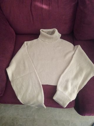 Jersey H&M cuello alto beige talla XS