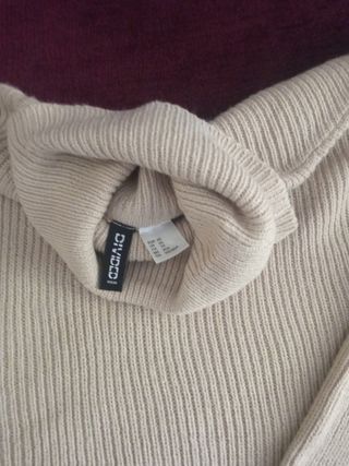 Jersey H&M cuello alto beige talla XS