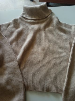 Jersey H&M cuello alto beige talla XS