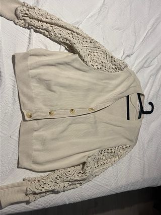 Chaqueta Mango Beige Bordada Talla XXL