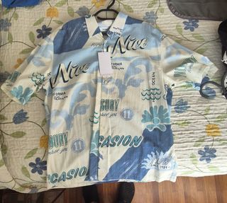 Camiseta Verano Bershka Estampada Azul