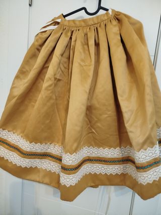 Falda de fallera dorado con blanco niña 6-12 años 