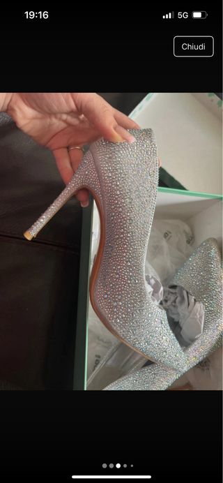 Tacchi Punta Brillanti Argento