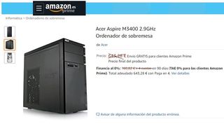Ordenador de sobremesa Acer M3400 SSD